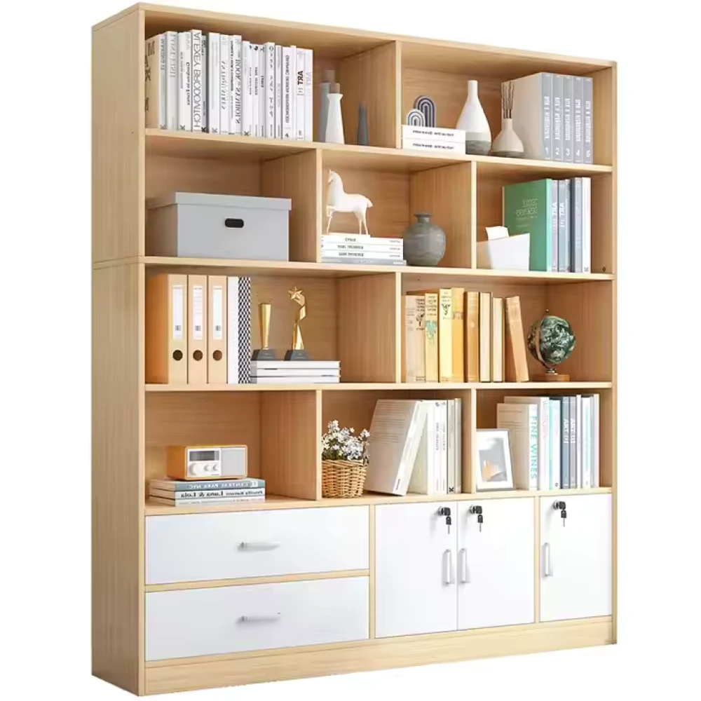 VAULTA - Oak Brown and White Office Storage Bookshelf - Image 2