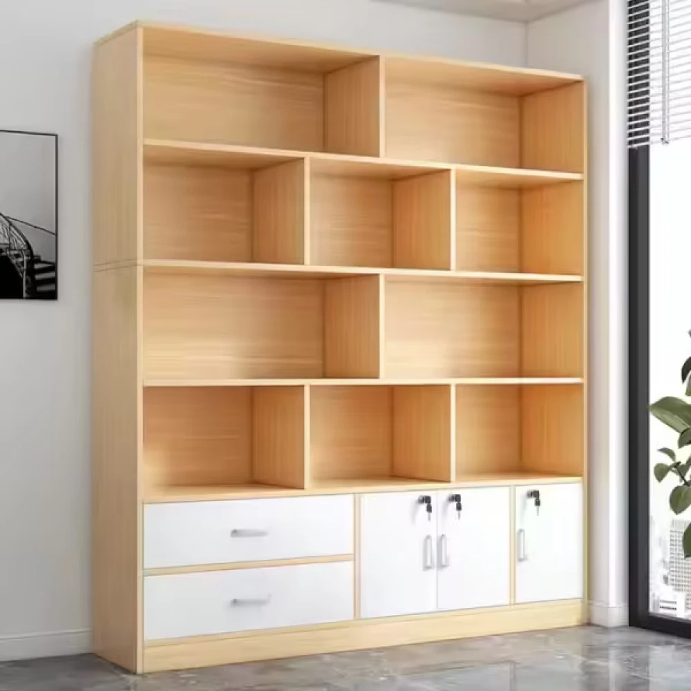 VAULTA - Oak Brown and White Office Storage Bookshelf - Image 3