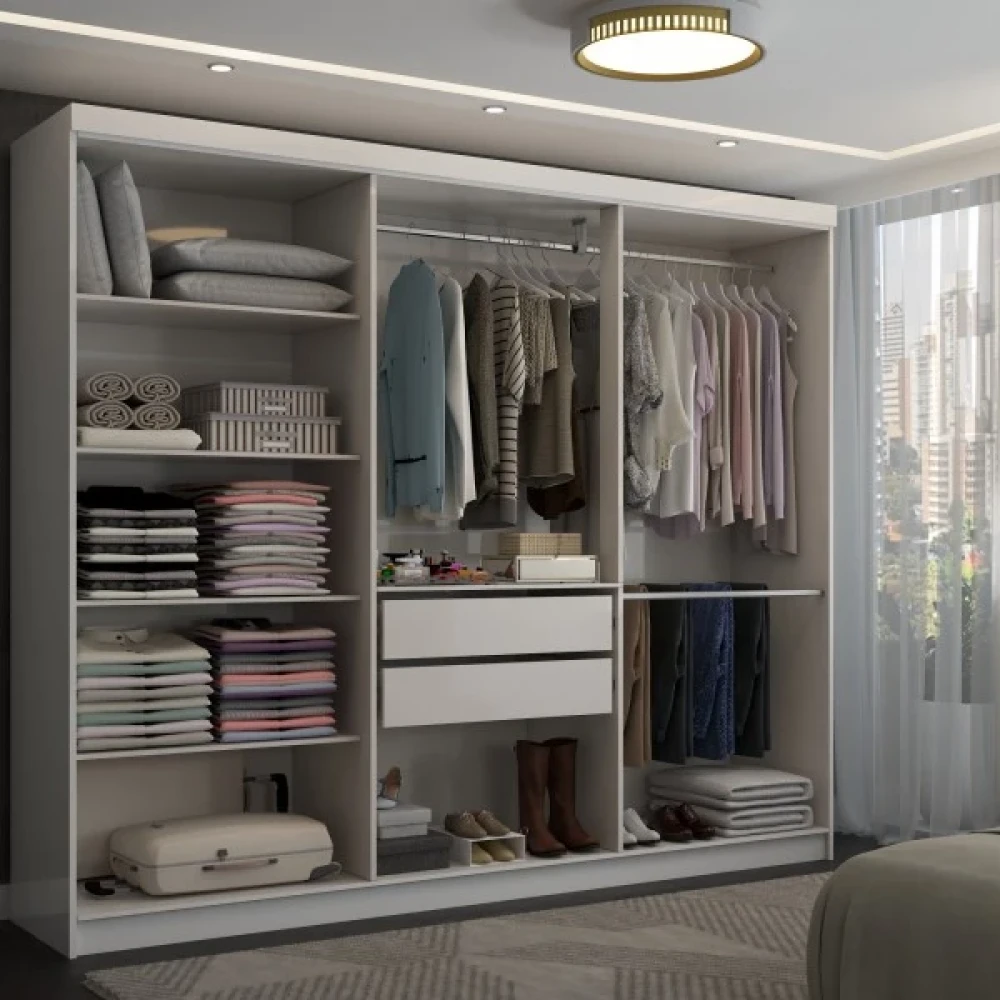 BRIO - White Six Door Super Gloss Finish Wardrobe - Image 2