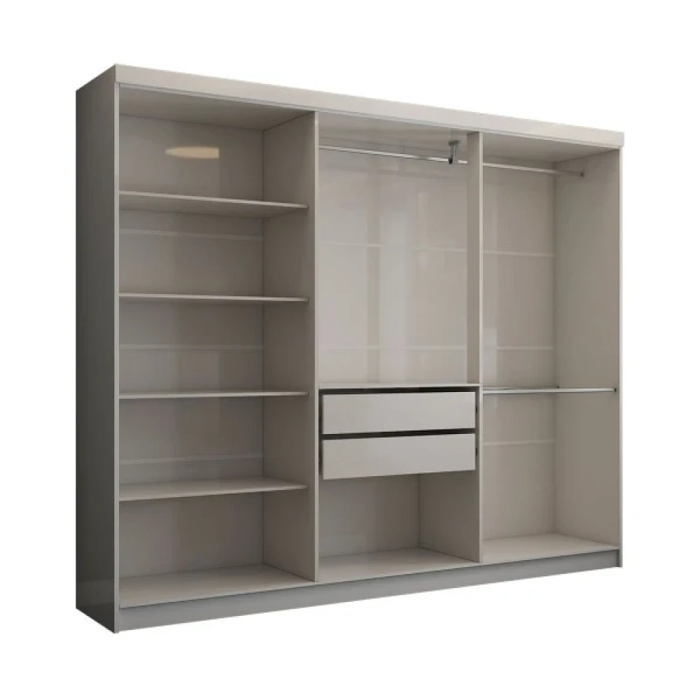 BRIO - White Six Door Super Gloss Finish Wardrobe - Image 4