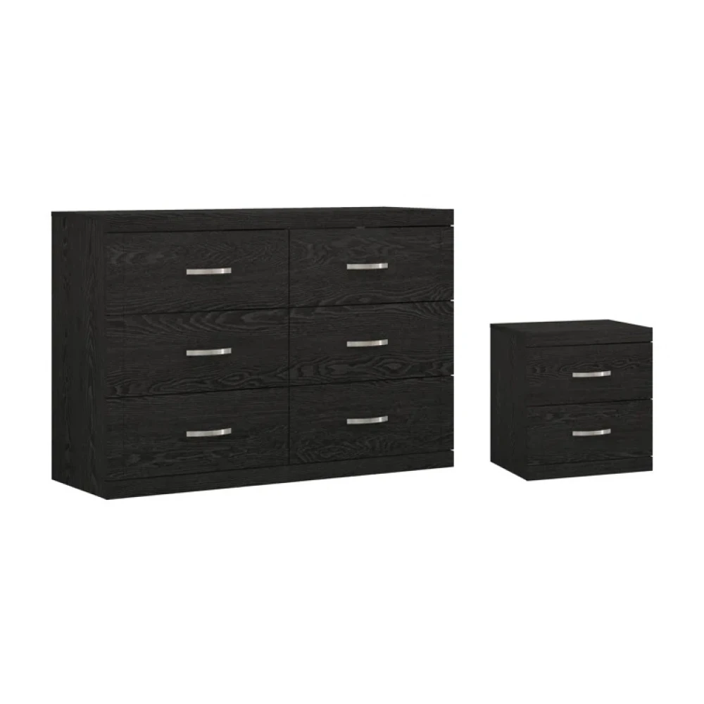 MERIDIAN - Textured Black Three Piece Bedroom Set - Image 2