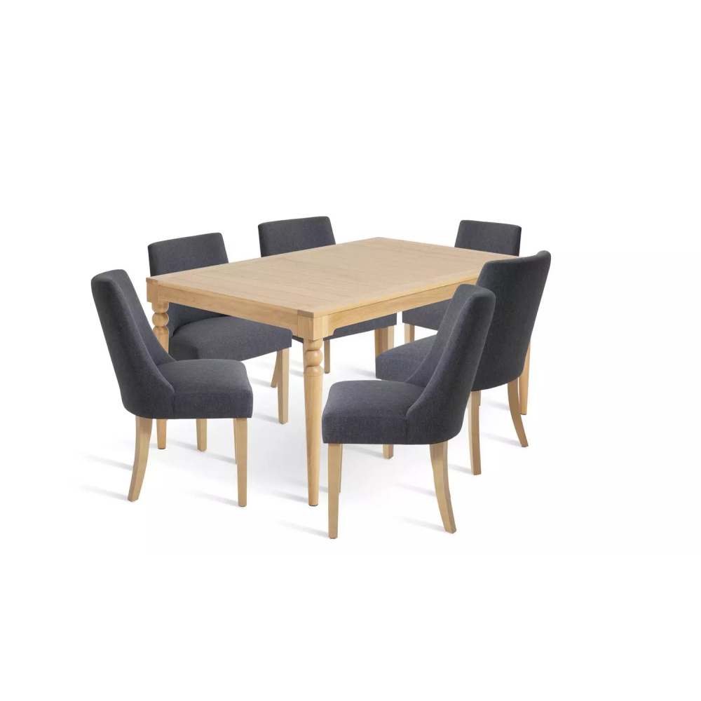 NIBBLE - Oak Brown & Grey Mid Century Style Dining Table Set