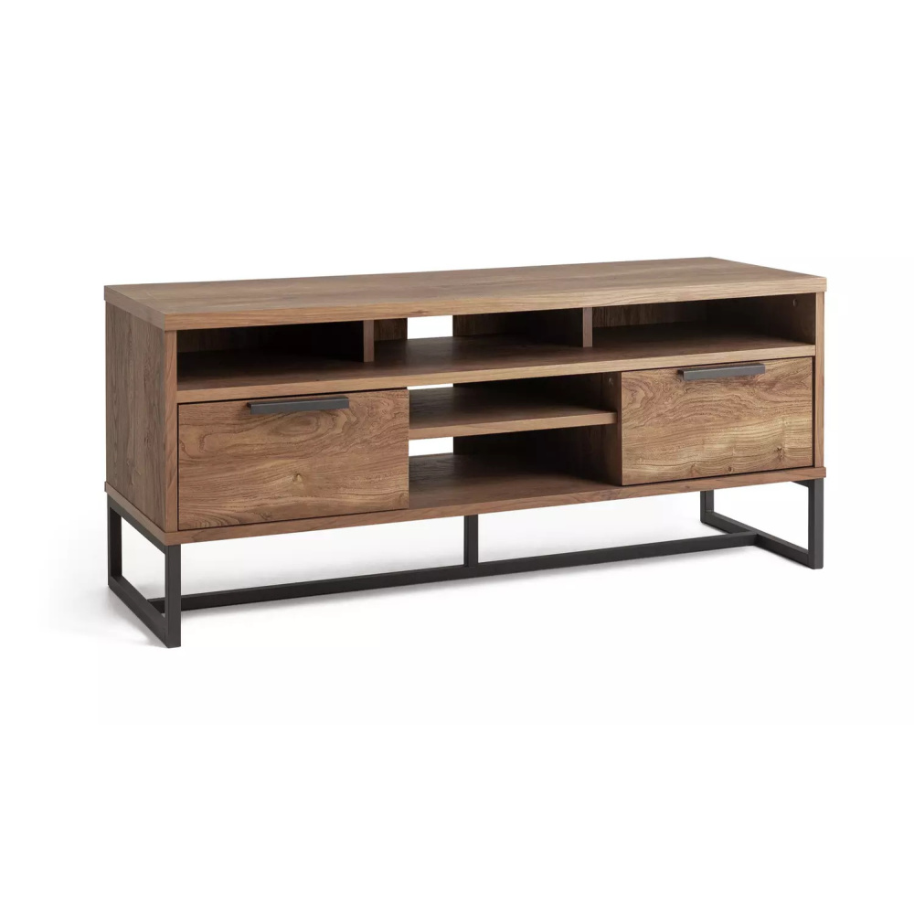 SLADE - Rustic Brown TV Console with Powdered Coated Metal Frame - Image 3