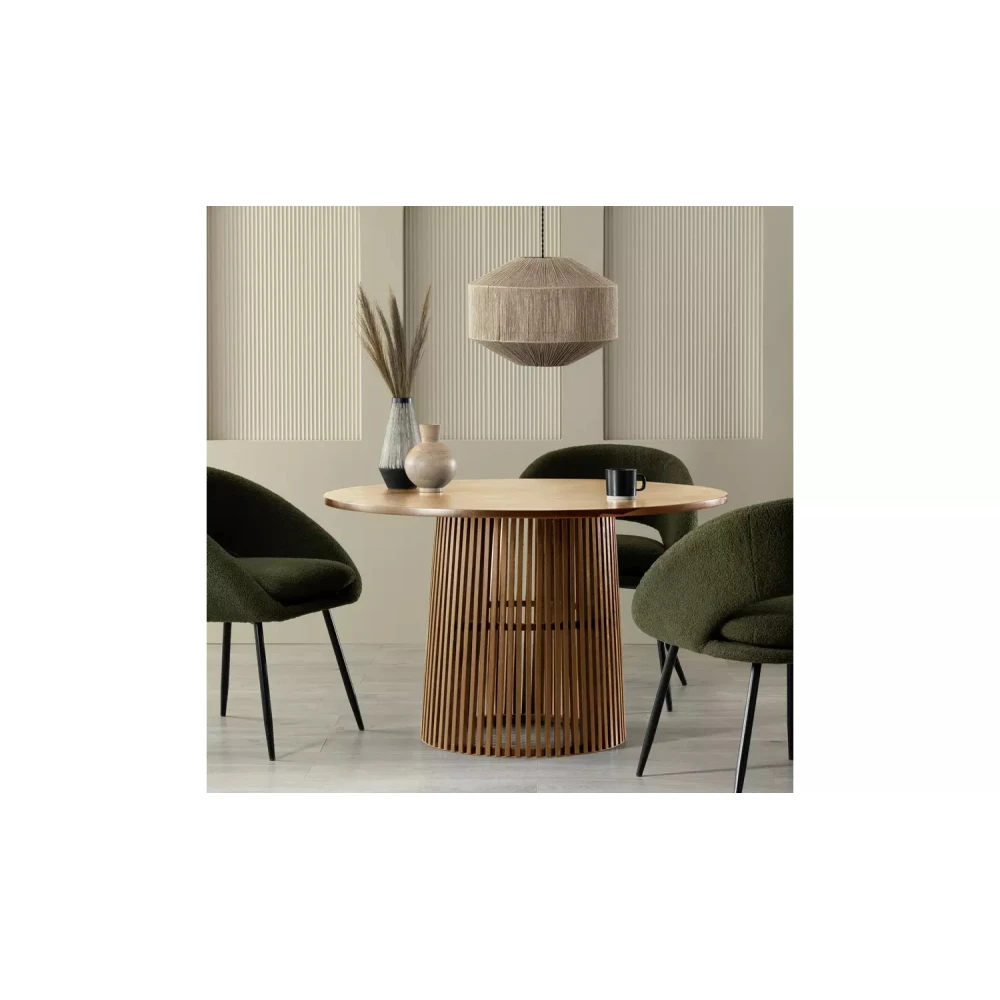 CHOW - Walnut Brown & Green Dining Table Set - Image 5