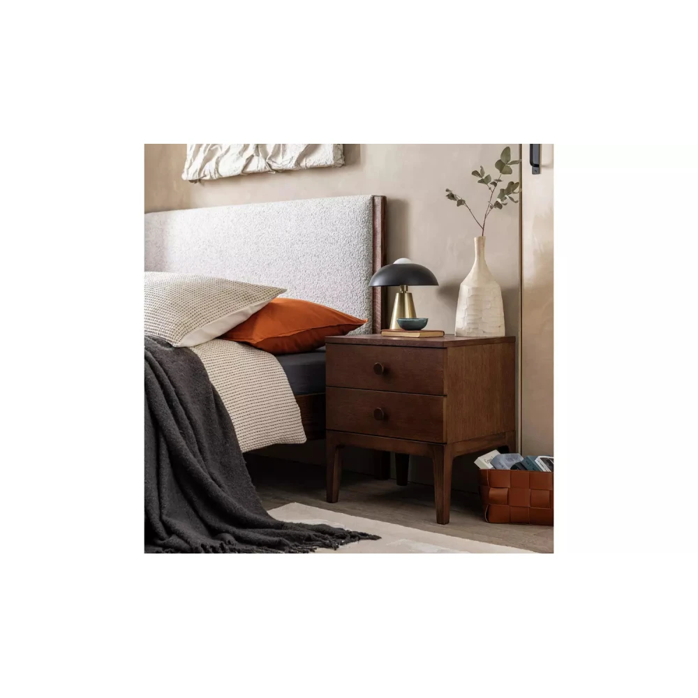 DRUNT - Dark brown Dual Drawer Nightstand