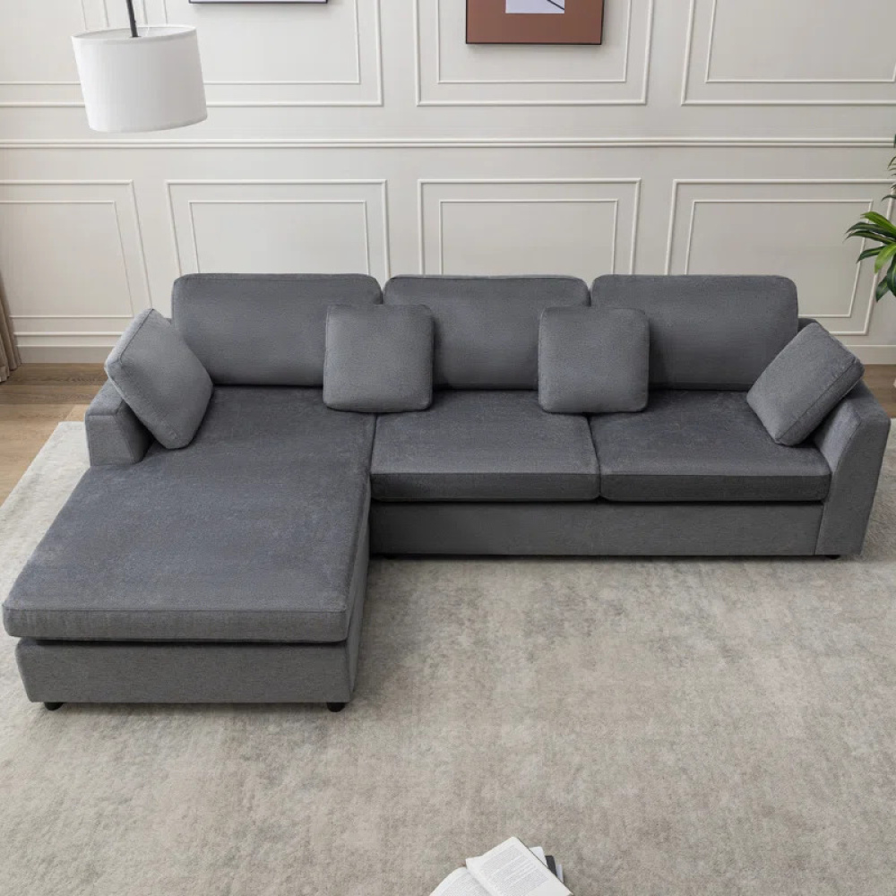 GROOVE - Grey L Shape Sofa with Daybed - Image 2