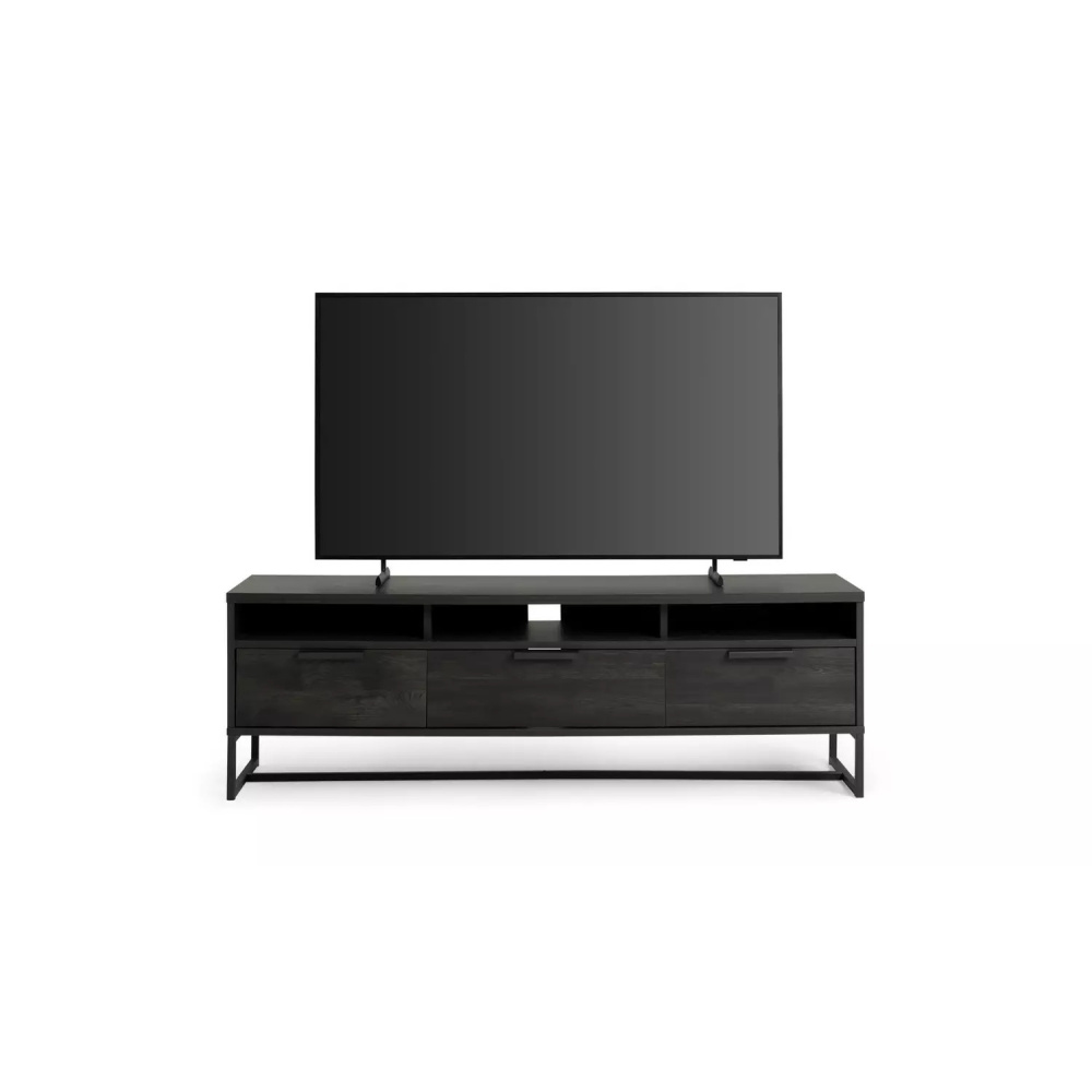 GRADLE - Textured Black TV Console with Metallic Frame - Image 3