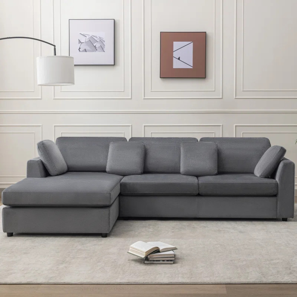 GROOVE - Grey L Shape Sofa with Daybed