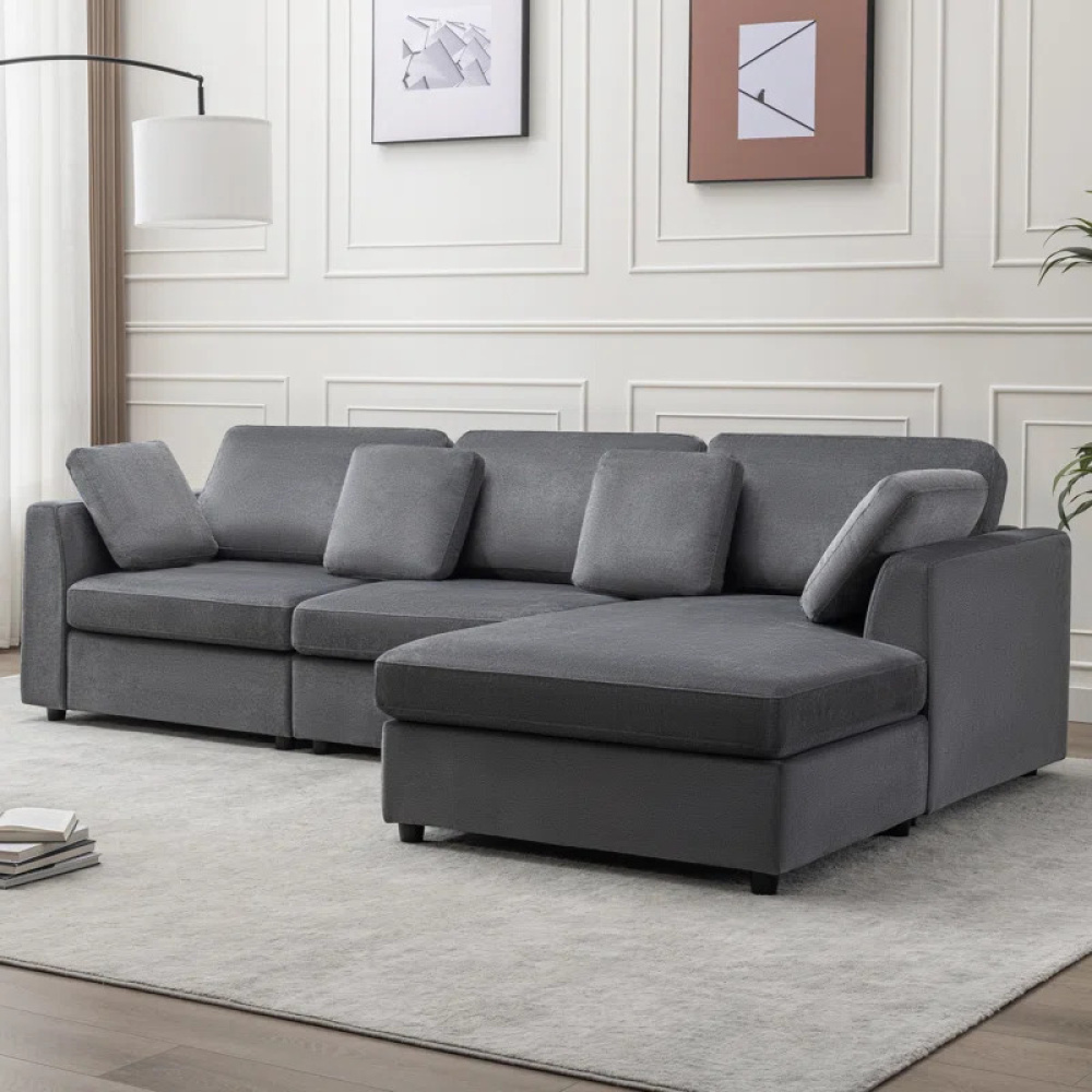 GROOVE - Grey L Shape Sofa with Daybed - Image 3