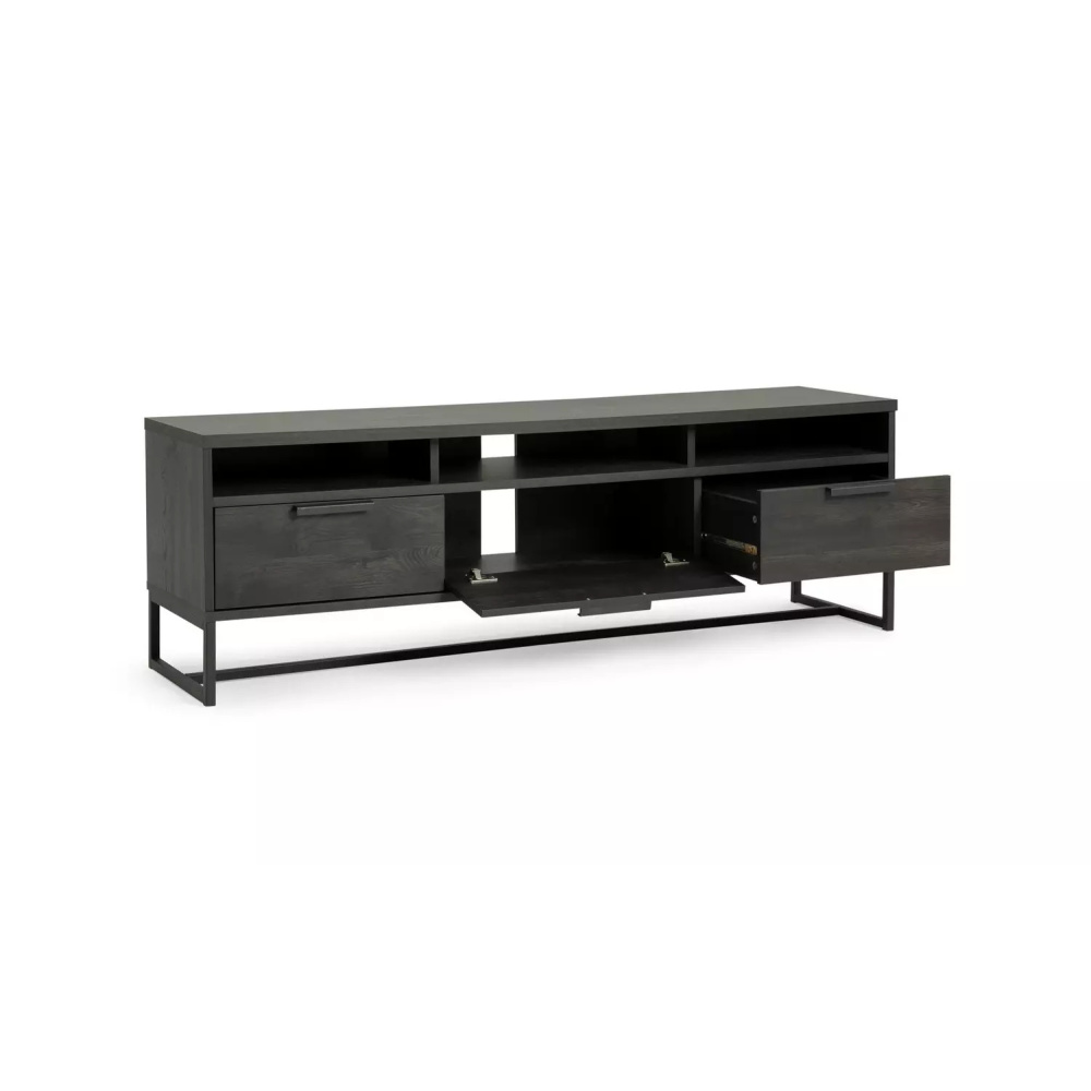 GRADLE - Textured Black TV Console with Metallic Frame - Image 5