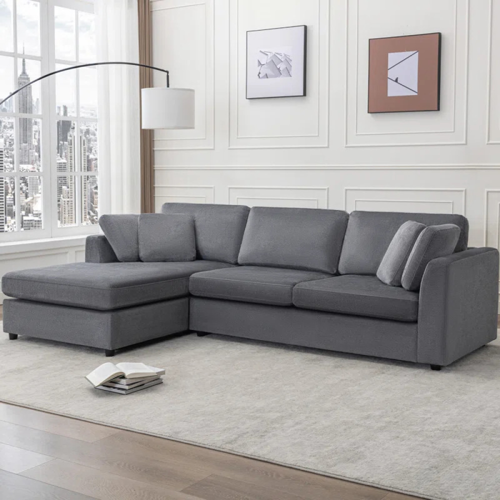 GROOVE - Grey L Shape Sofa with Daybed - Image 4