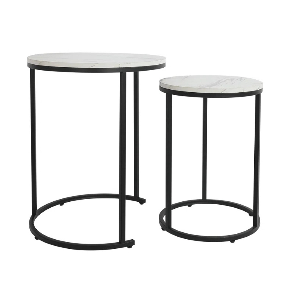 NIMBUS - Set of Two Marble top Nesting Table with Metallic Frame - Image 2