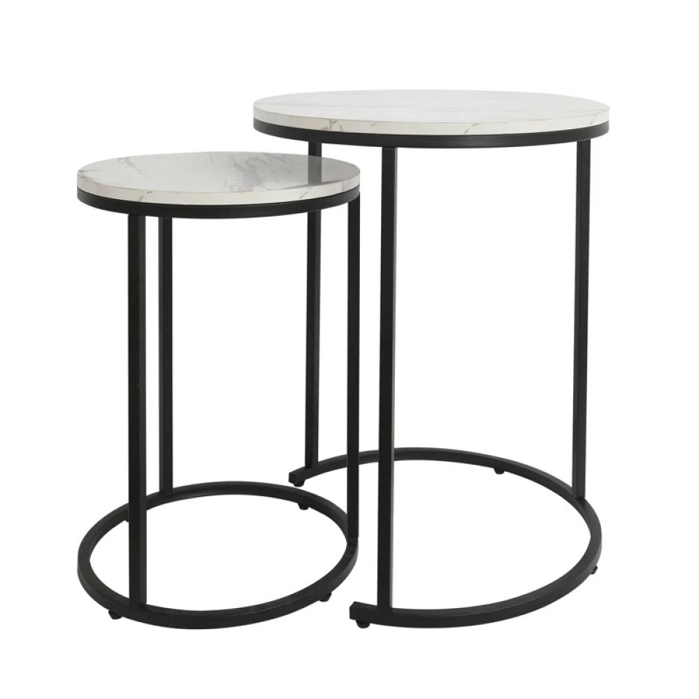 NIMBUS - Set of Two Marble top Nesting Table with Metallic Frame - Image 3