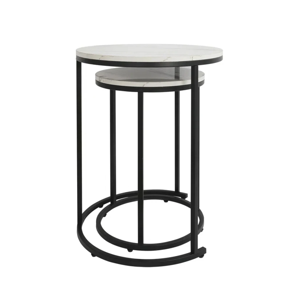 NIMBUS - Set of Two Marble top Nesting Table with Metallic Frame - Image 4