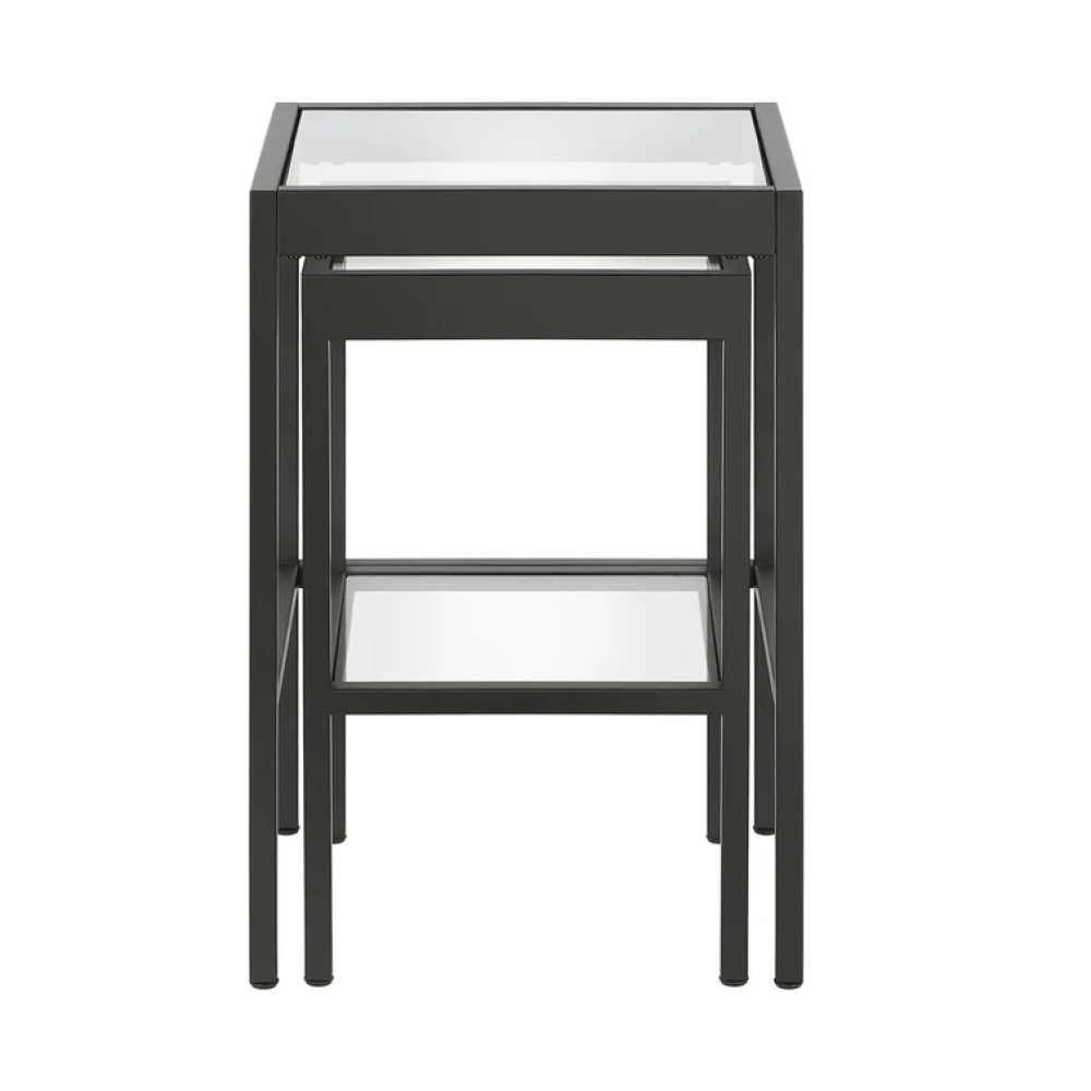 PEWTER - Black Metallic Nesting Tables with Glass Top - Image 5