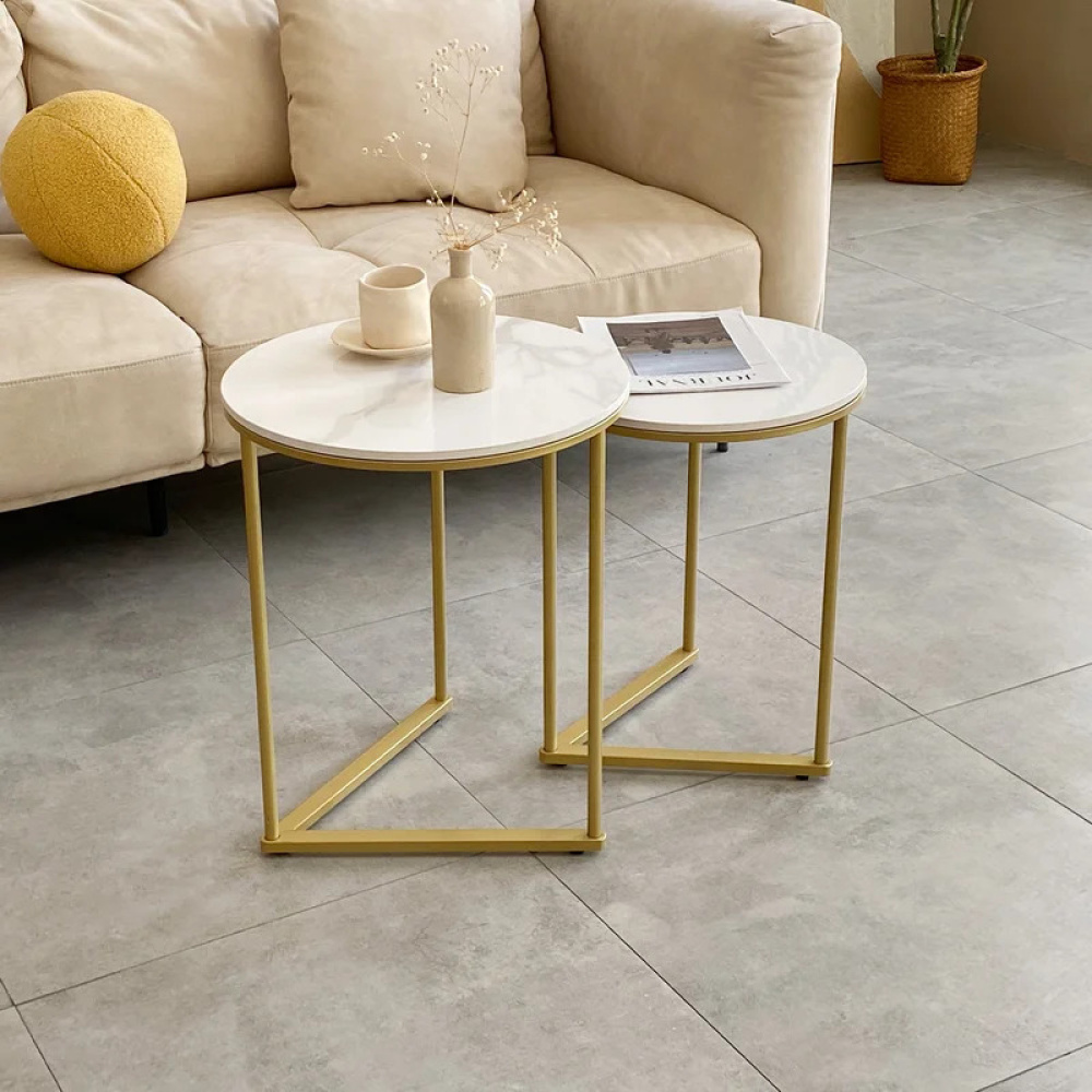 AURIC - Modern Luxury Style Golden & White Nesting Tables - Image 9