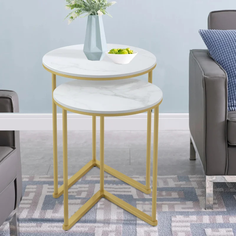 AURIC - Modern Luxury Style Golden & White Nesting Tables