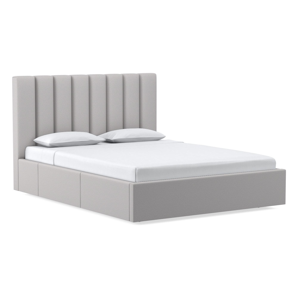 Dusk - Grey Channel Tufted Side Storage King Size Bed