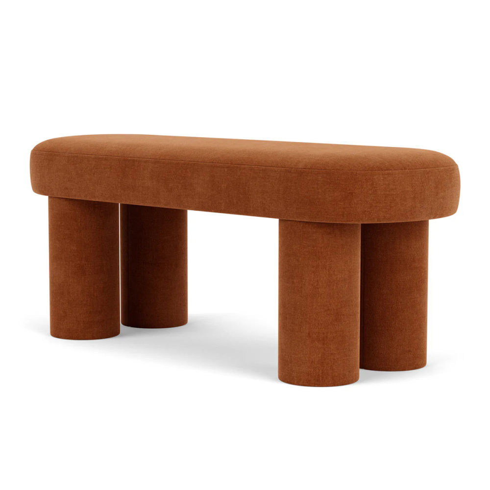 SORA - Rustic Orange Chubby Leg Ottoman Bench - Image 3