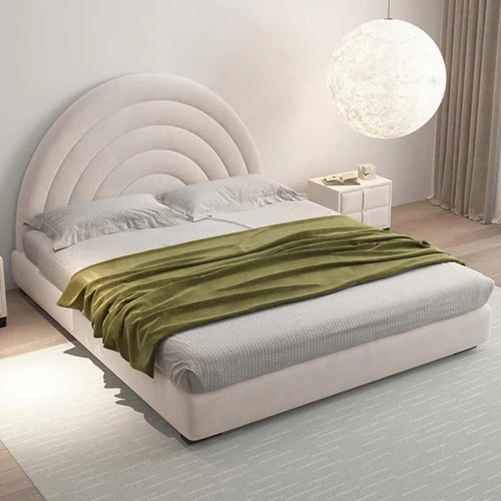 COSMA - Round Headboard Style beige Queen Size Teen Bed