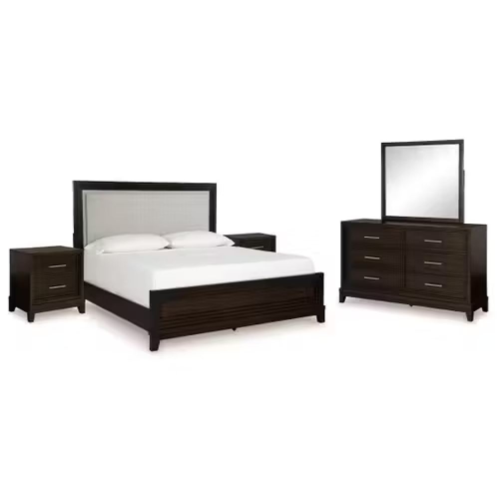 ALVARA - Retro Style Dark Brown Bedroom Set