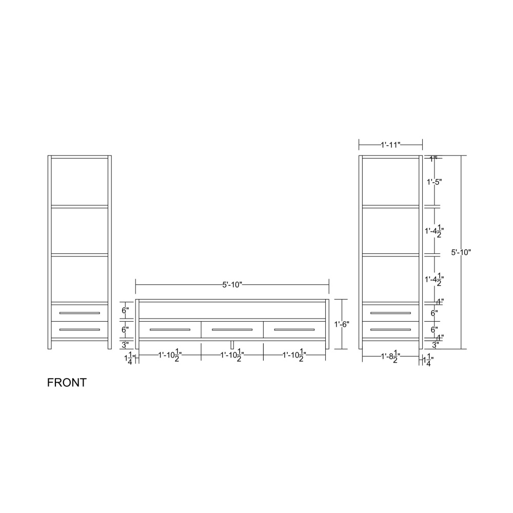 AURIEL - Mid Century Style Medium Brown Media Wall Unit - Image 3