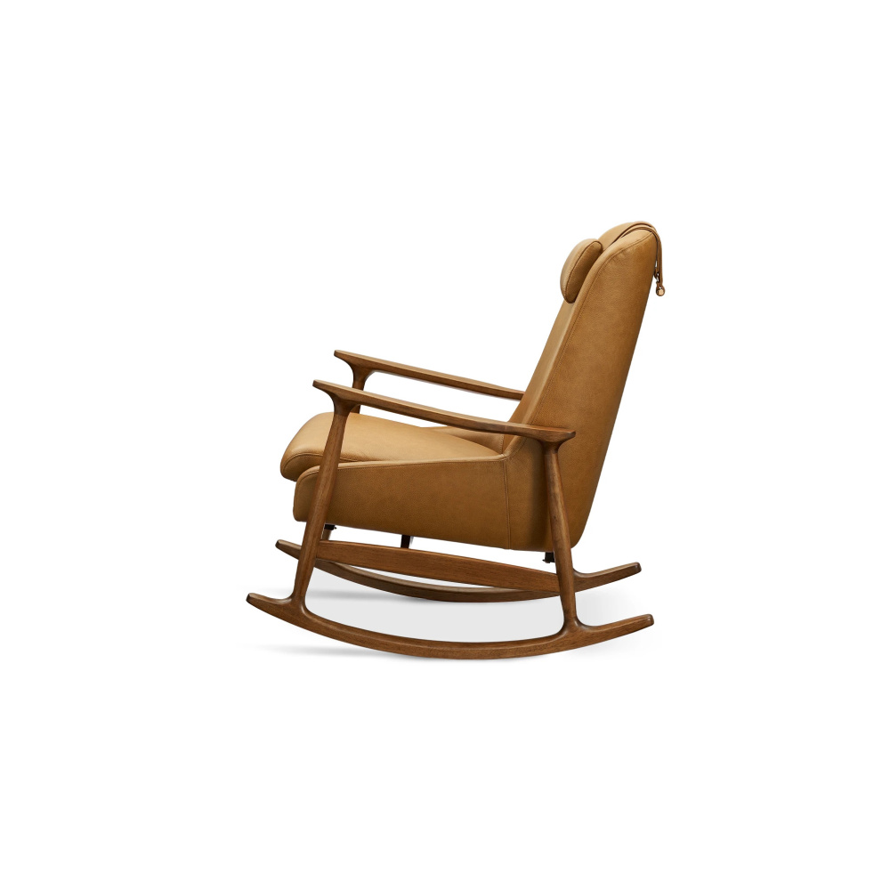 BRAVUR - Classic Style Brown Polished Finish Rocking Chair - Image 3