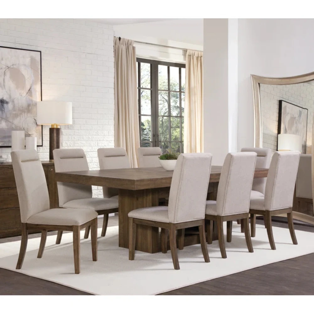 FORTE - Modern Style Medium Brown & Beige Dining Table Set