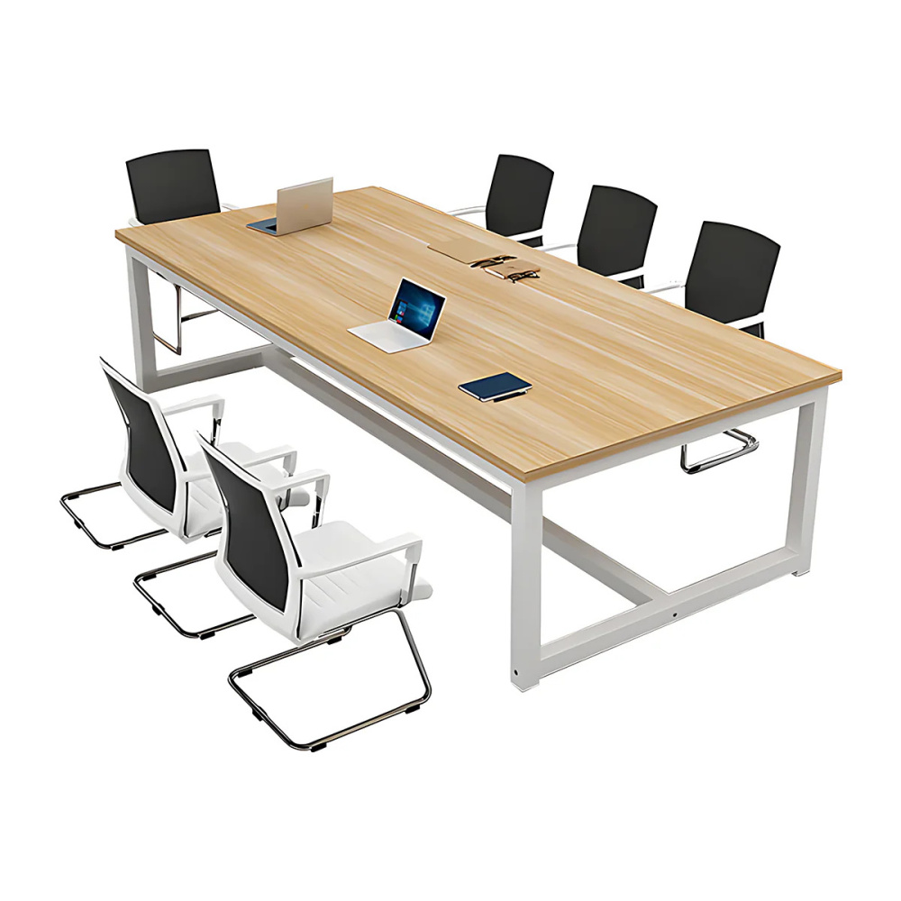 AERO - Oak Brown & White Modern Eight Persons Conference Table