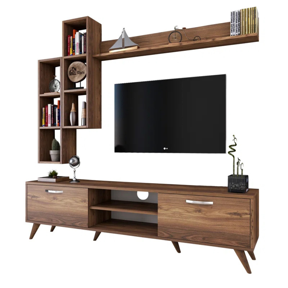 VERTA - Urban Style Media Wall Unit In Walnut Brown - Image 7