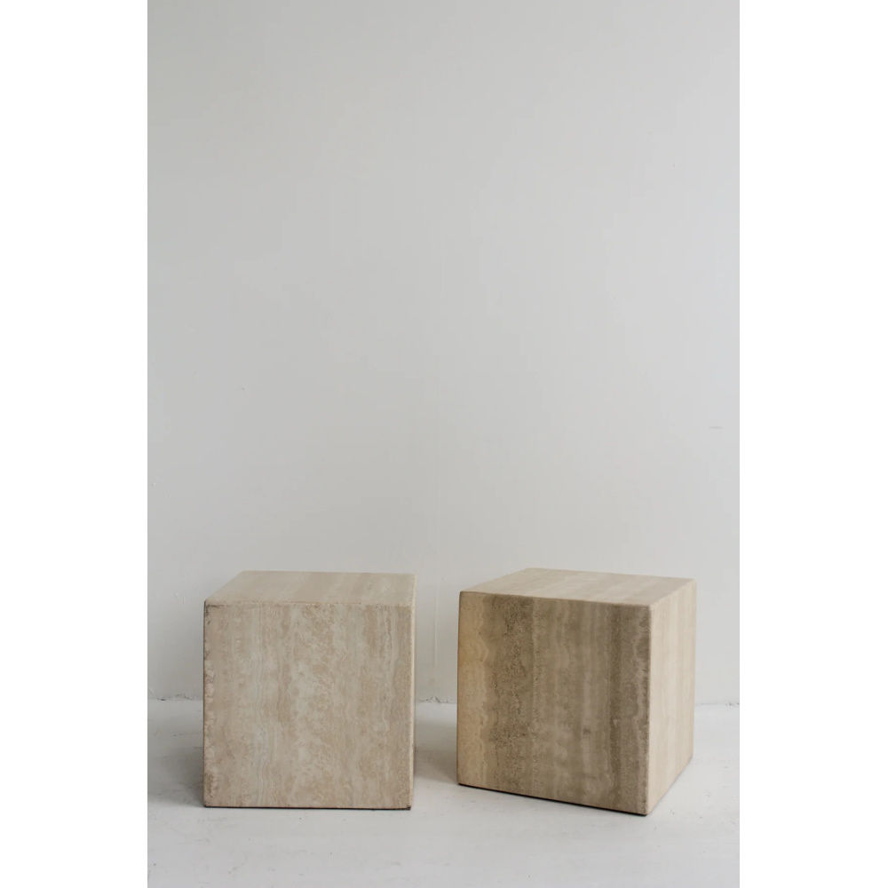 ZENITHO - Square Travertine Side Tables - Image 3