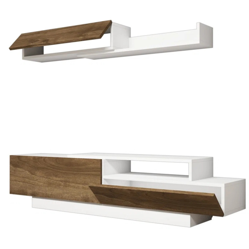 MODO - Contemporary Design White & Brown Media Wall Unit - Image 3