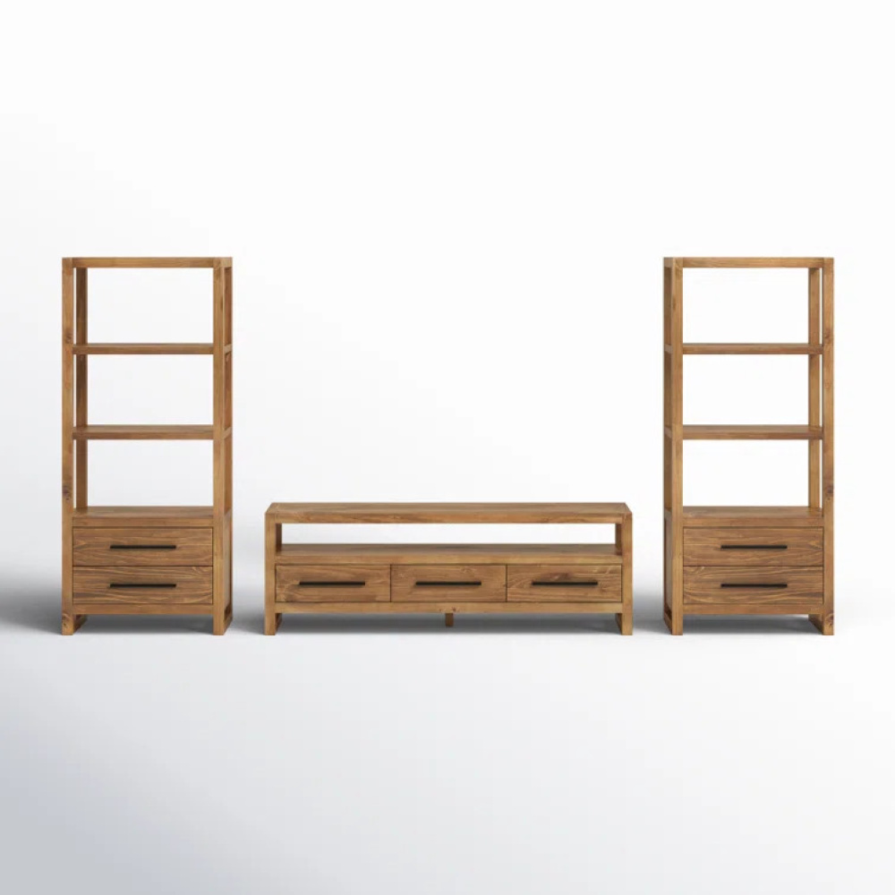 AURIEL - Mid Century Style Medium Brown Media Wall Unit - Image 2