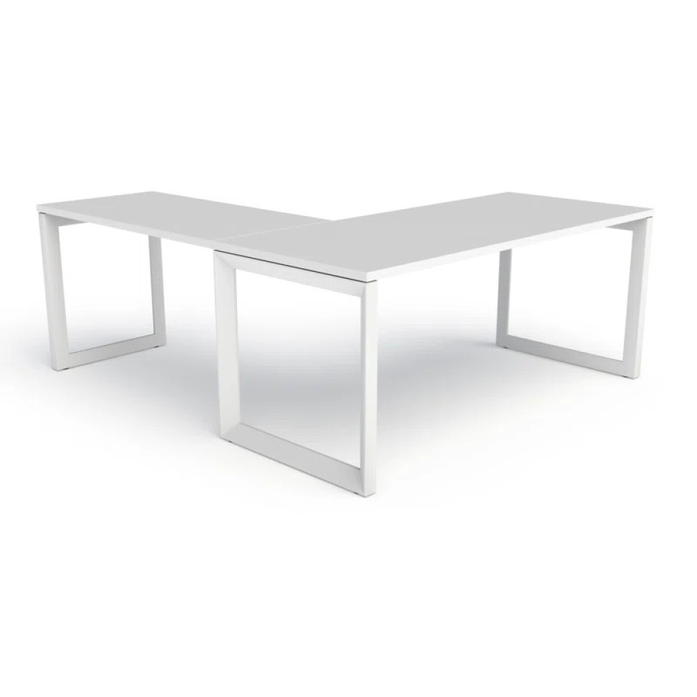 ALBUSPACE - Contemporary Style L Shape Work Desk with Metallic Frame - Image 2