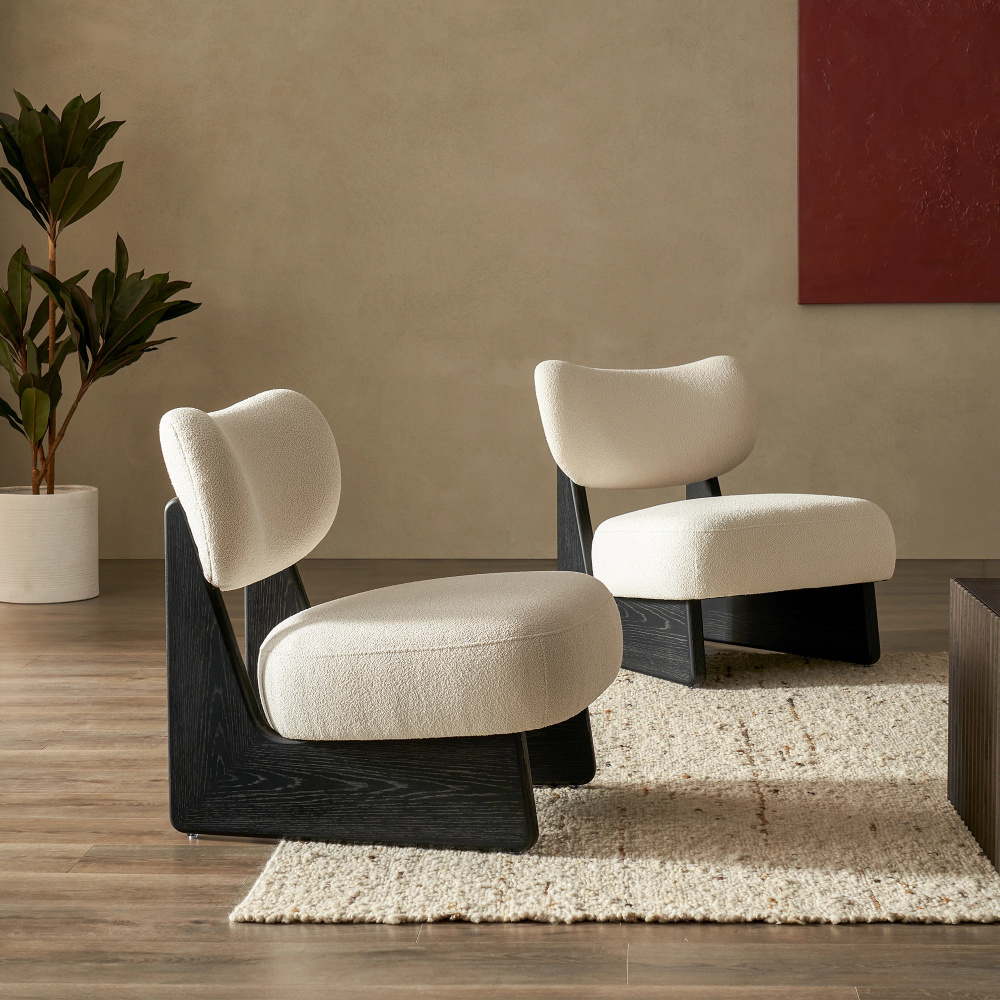 LUMA - Angled Base Off White & Black Modern Accent Chair - Image 7