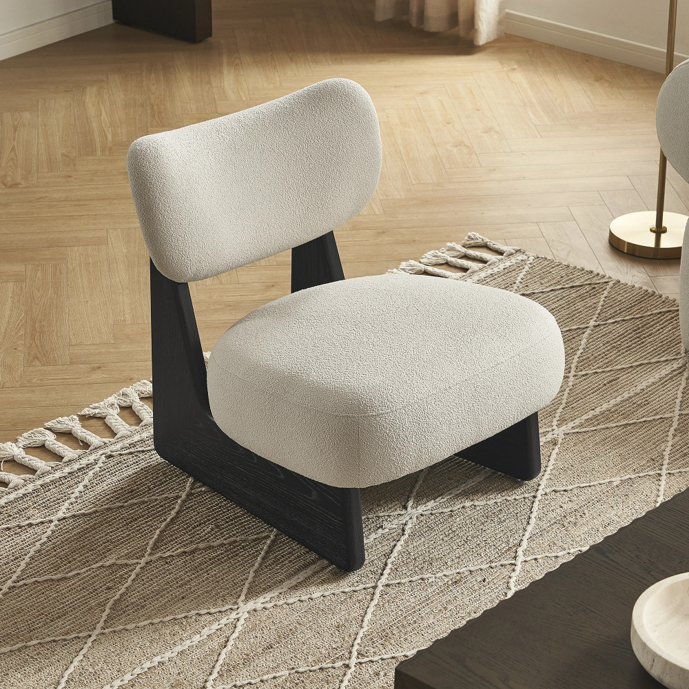 LUMA - Angled Base Off White & Black Modern Accent Chair - Image 6