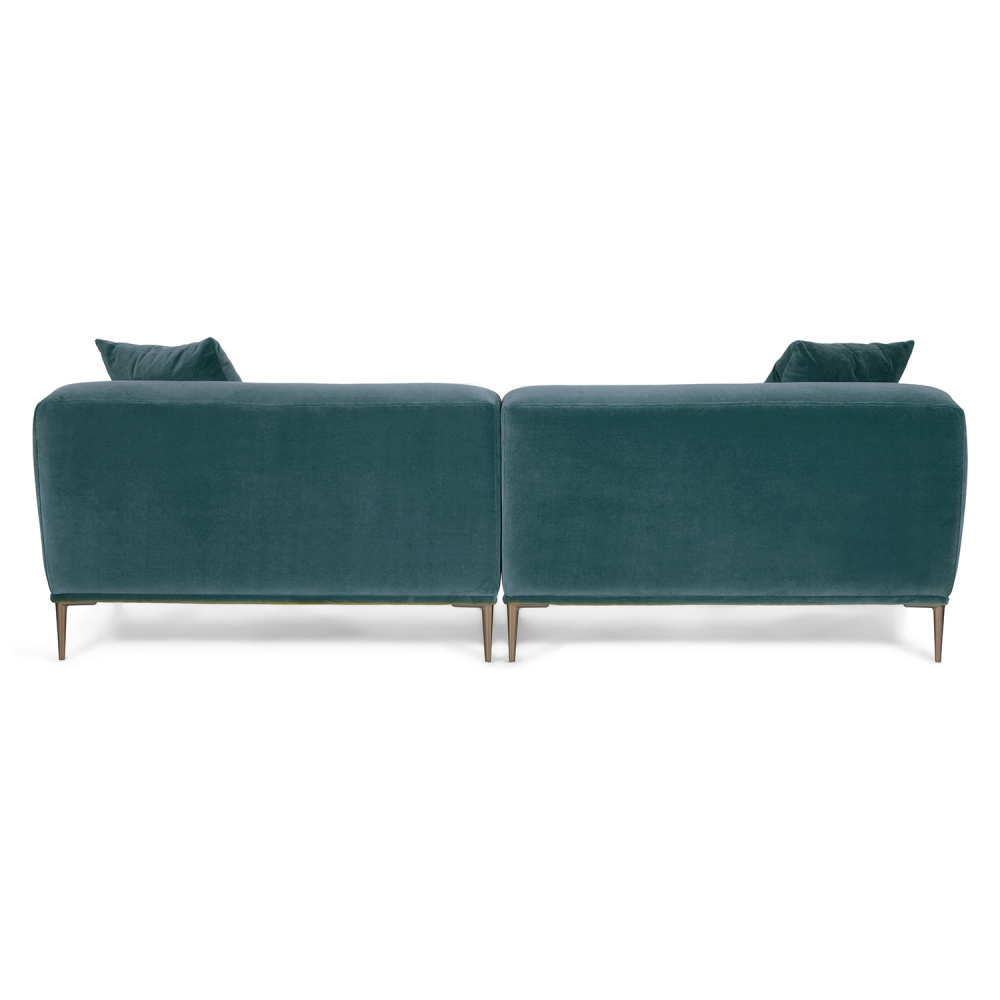 REVA - Teal Blue Three Seater Sectional Couch with Metallic Frame - Image 2