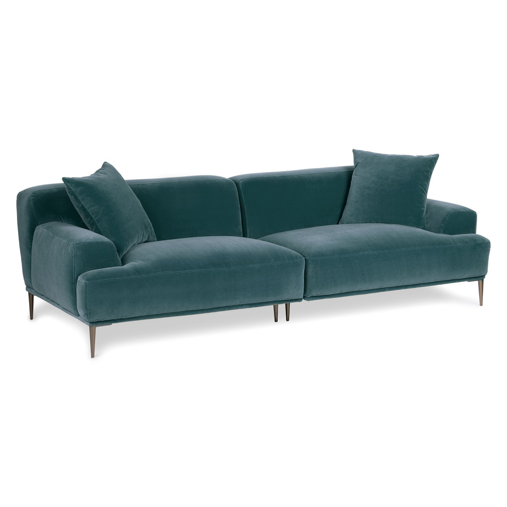 REVA - Teal Blue Three Seater Sectional Couch with Metallic Frame - Image 3