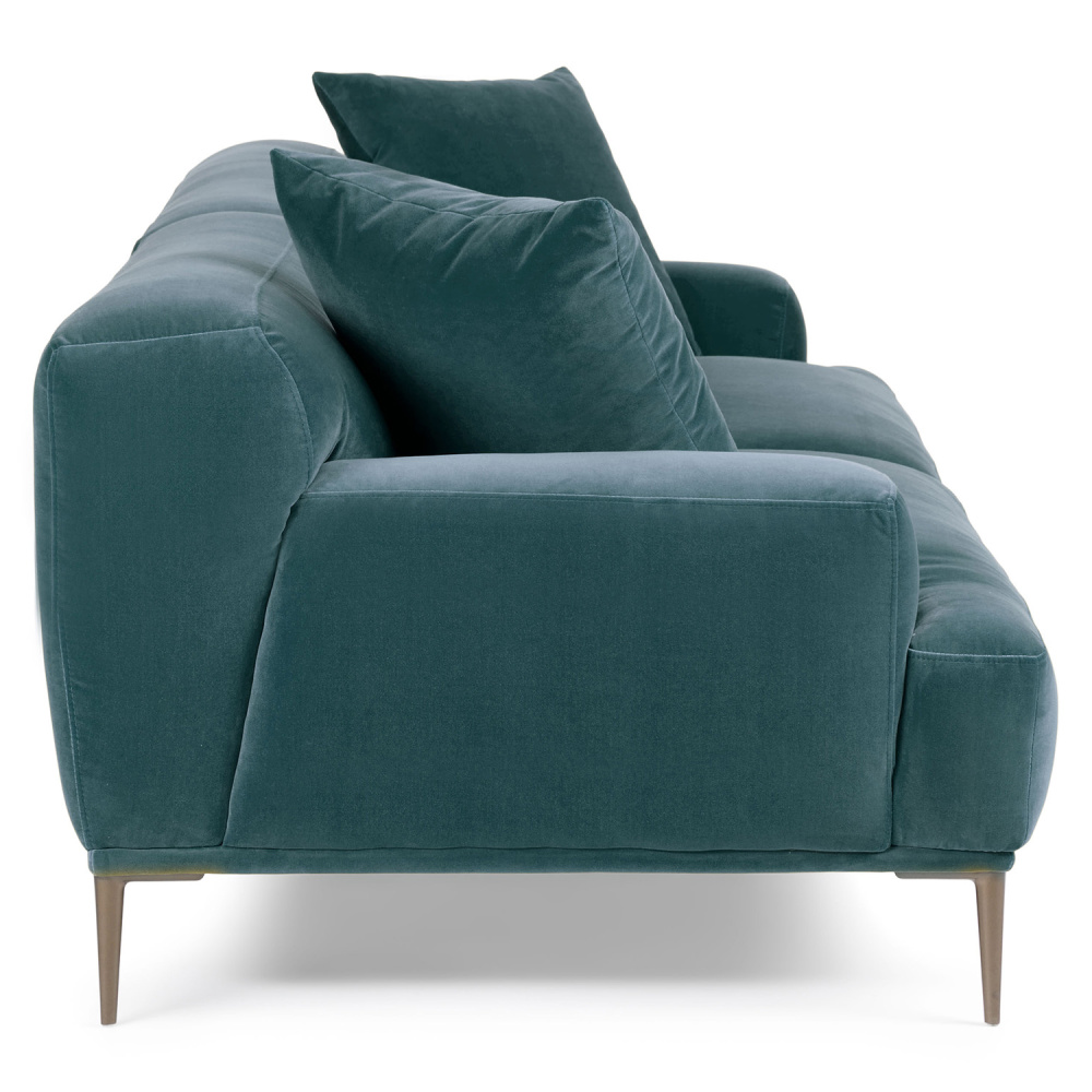 REVA - Teal Blue Three Seater Sectional Couch with Metallic Frame - Image 4