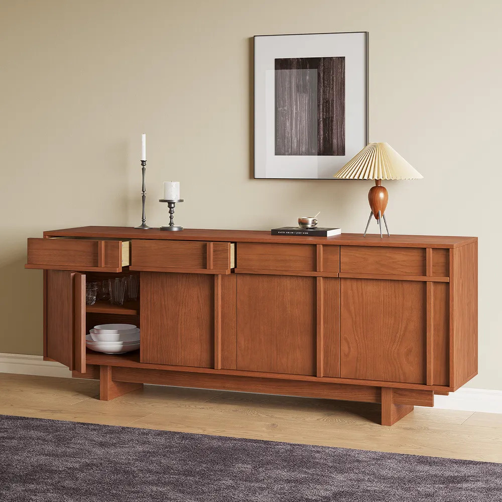 AXELLE - Mid Century Modern Style Brown Polished Sideboard - Image 4