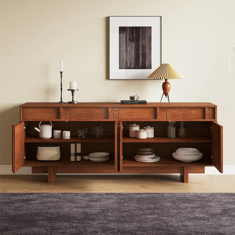 AXELLE - Mid Century Modern Style Brown Polished Sideboard - Image 3