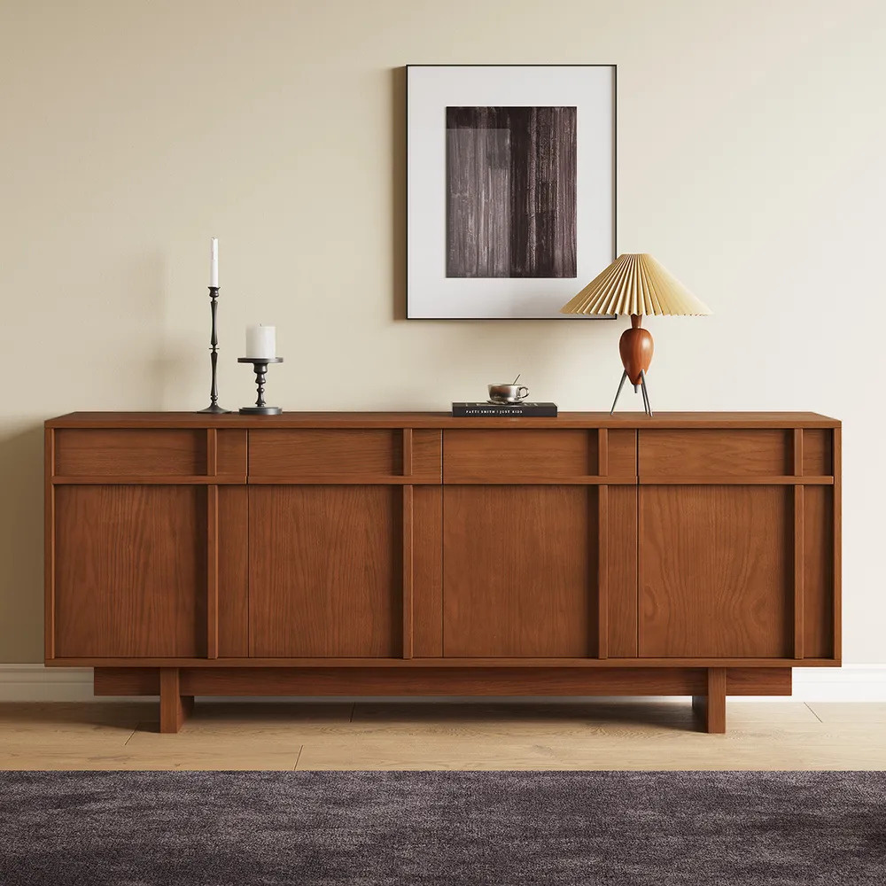 AXELLE - Mid Century Modern Style Brown Polished Sideboard