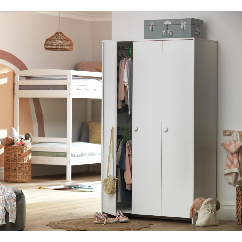 VELMORA - Contemporary Style White Three Door Kids Wardrobe - Image 5