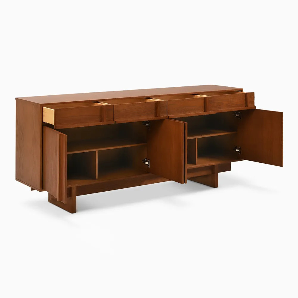 AXELLE - Mid Century Modern Style Brown Polished Sideboard - Image 8