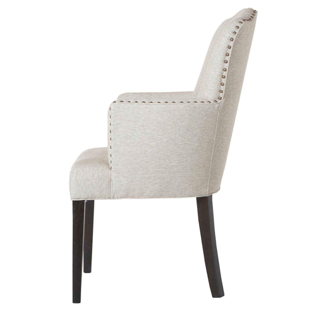 LUNETTE - Traditional Style Light Beige Flared Legs Chair - Image 3