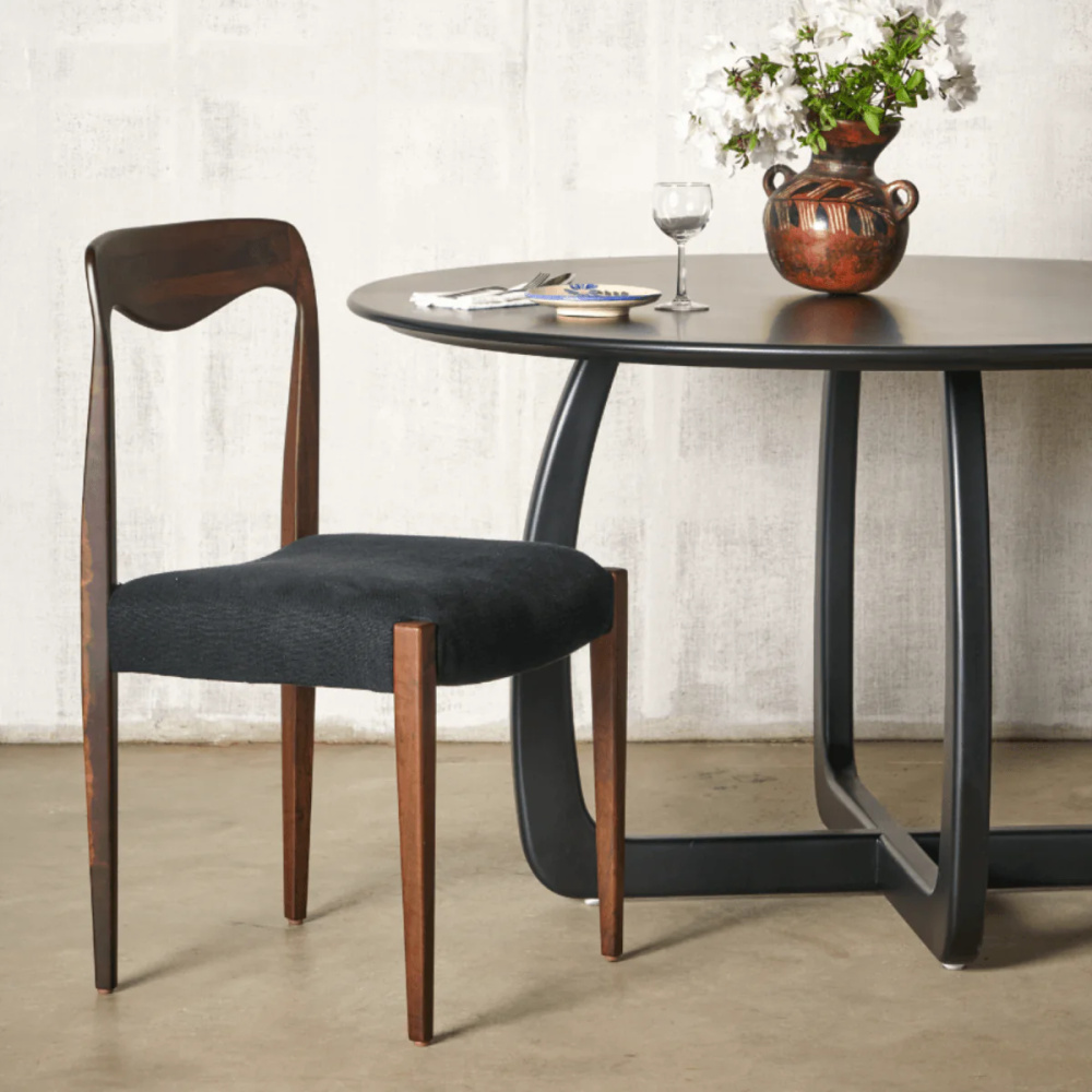 SOLARA - Classic Black & Brown Round Dining Table Set - Image 4