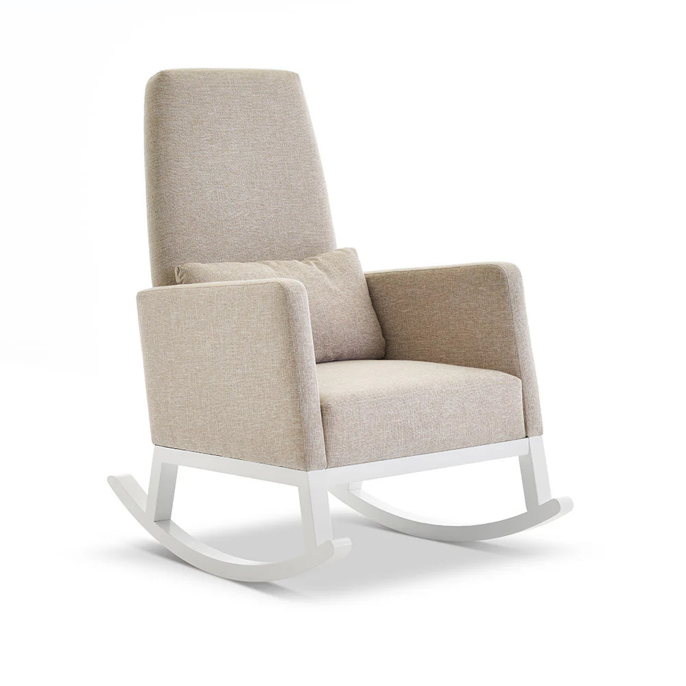 MILO - Contemporary Style High Back White & Beige Rocking Chair - Image 3