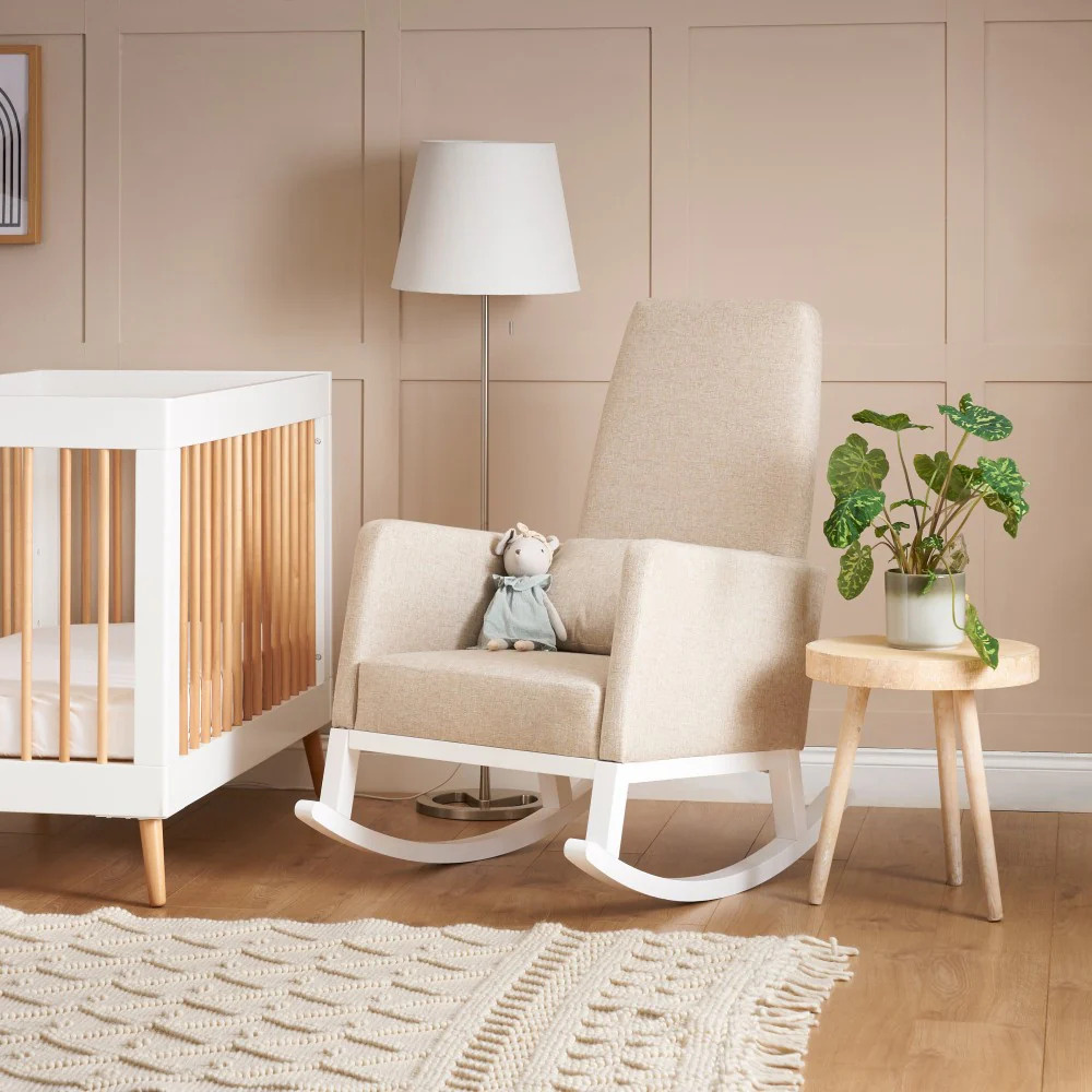 MILO - Contemporary Style High Back White & Beige Rocking Chair - Image 5