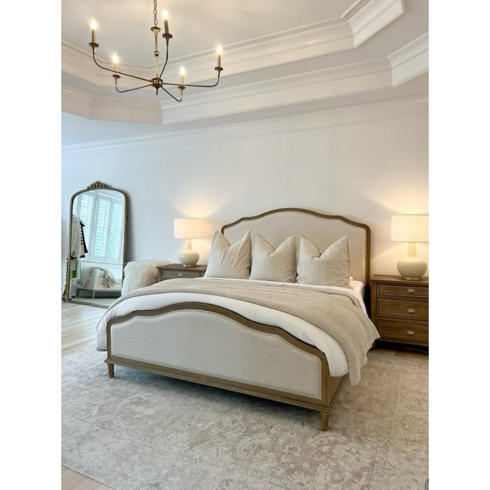 ZYRA - Victorian Style Walnut Brown & Beige King-Size Bed - Image 3