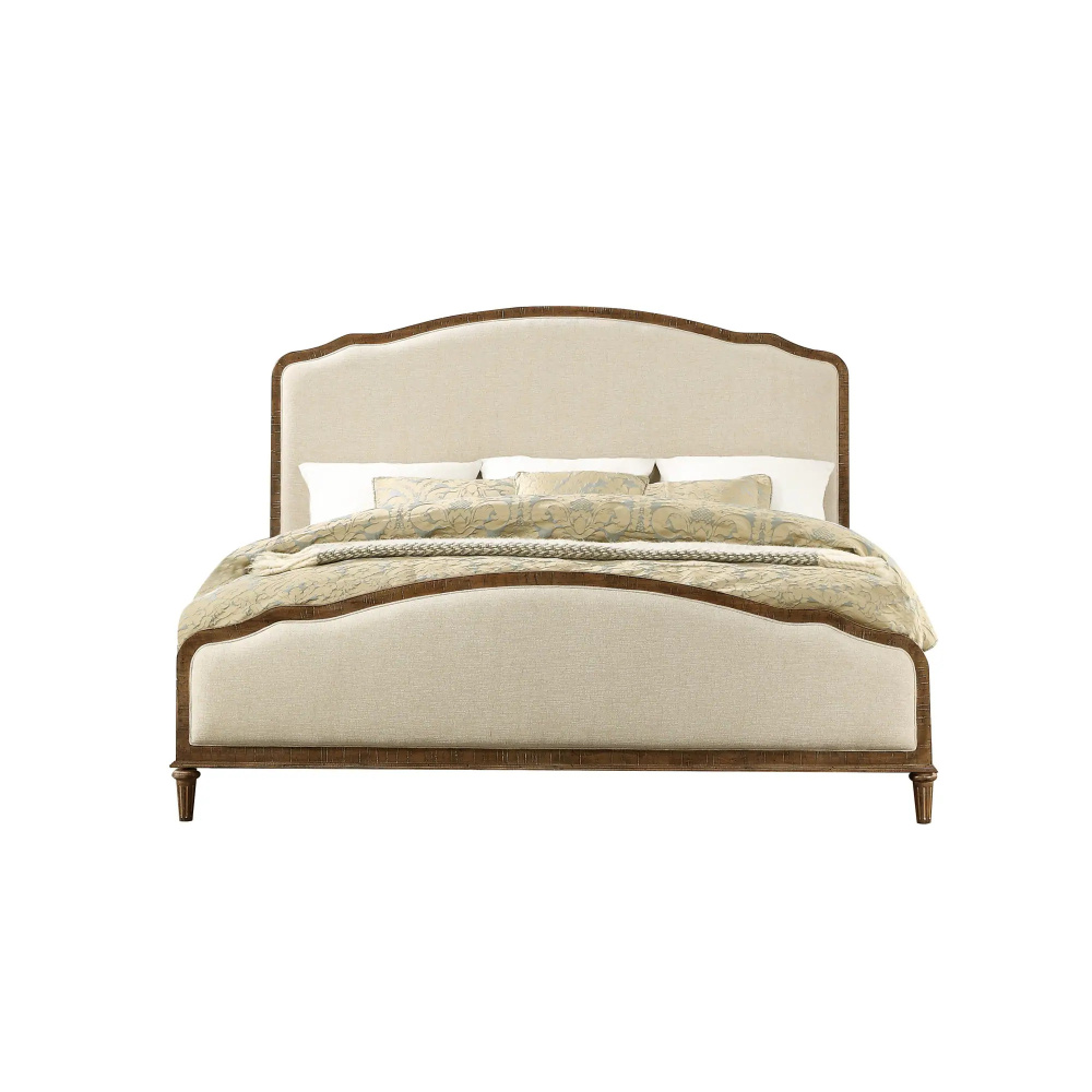 ZYRA - Victorian Style Walnut Brown & Beige King-Size Bed - Image 2
